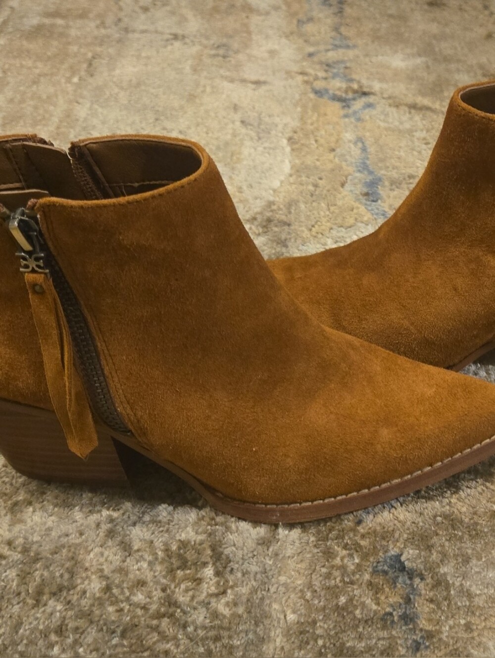 Sam Edelman Suede Chestnut Ankle Booties with Side Zip